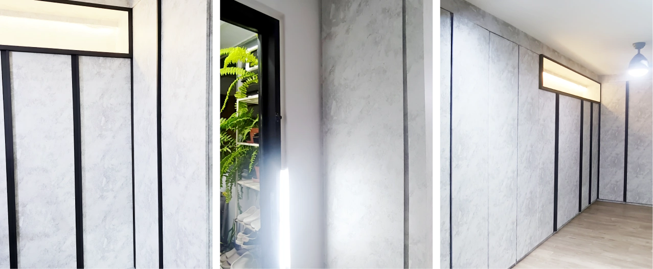 Perfect installation cabinate with marble sticker